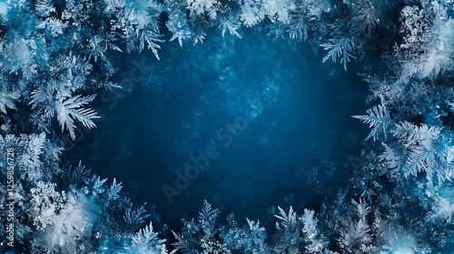 Winter Snowflakes Frame Dark Blue Background