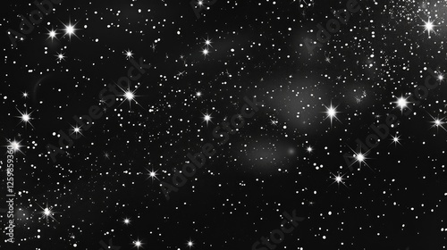 Stars in the night sky on a black background.  illustration.