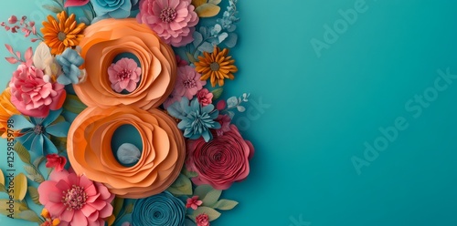 A pastel background showcases a vibrant floral pattern highlighting the number eight