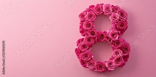 Roses arranged in a floral pattern resembling the number eight for decorative and celebratory purposes