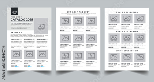  Product Line Sheet Template, Wholesale Template, Product Catalog Layout with 3 page design template