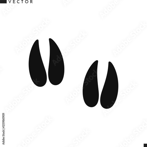 Deer paw prints vector. Animal paw prints silhouette 