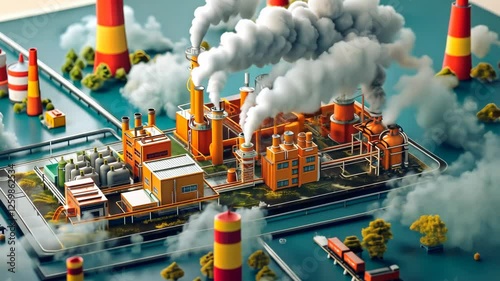 Industrial Complex Illustration with Pollution