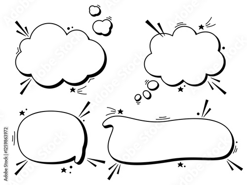 Black and white empty Speech bubbles pack.