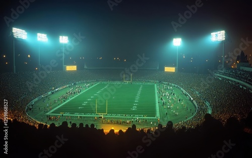 Night football game, stadium, crowd, lights photo