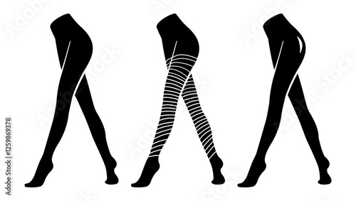 tights on legs ,black isolated silhouette