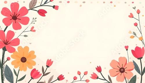 festive banner with abstract colorful flowers on a light background, suitable for International Women's Day, birthdays, and Mother's Day