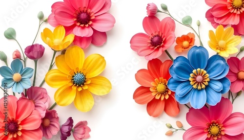 festive banner with abstract colorful flowers on a light background, suitable for International Women's Day, birthdays, and Mother's Day