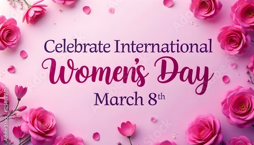 Celebrate International Women's Day (March 8th) with this colorful pink and purple banner