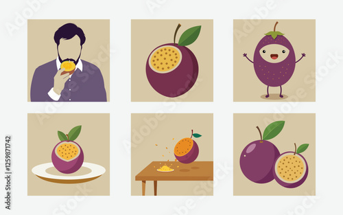 Exquisite Passionfruit Vector Illustrations for Creative Designs