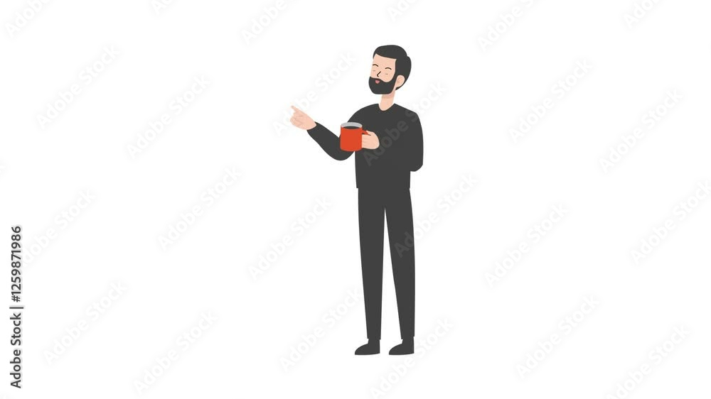 businessman is standing and drink coffee cartoon animation businessman is standing and drink coffee cartoon animation