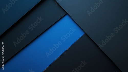 Chic Blue background with geometric simplicity for design and banner templates. Elegant minimalist wallpaper with sharp angles and a central white space for text.