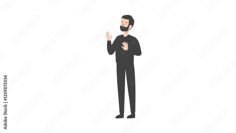 businessman is standing and giving a lecture cartoon animation