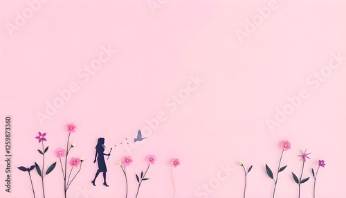 A pink International Women's Day background with copy space