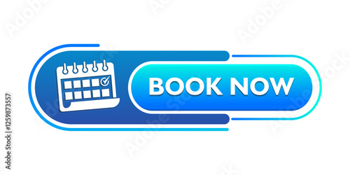 Book now button with calendar icon. Reservation symbol. Book now text web template. Modern web Banner template.