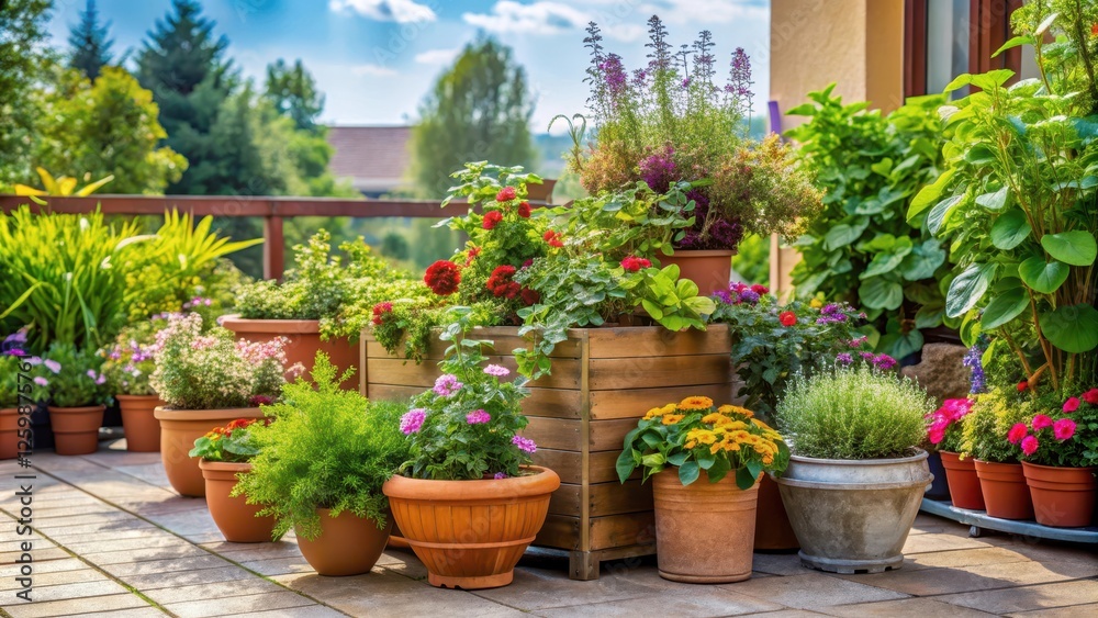 Container Garden on Patio, container gardens, plants in pots, outdoor decor, garden design, patio furniture Container Garden on Patio, container gardens, plants in pots, outdoor decor, garden design, patio furniture