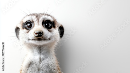 Wallpaper Mural  a close up of a meerkat looking at the camera with its white, black and brown fur standing out against a white background Torontodigital.ca