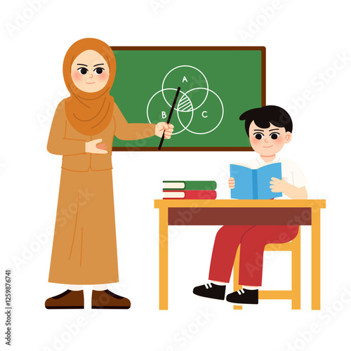 Indonesian Student & Teacher Explaning Combined Circle