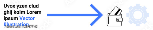 Arrow pointing towards wallet with credit cards, indicating digital or cashless transactions. Ideal for fintech, e-wallets, online payments, modern finance, digital economy, convenience, technology