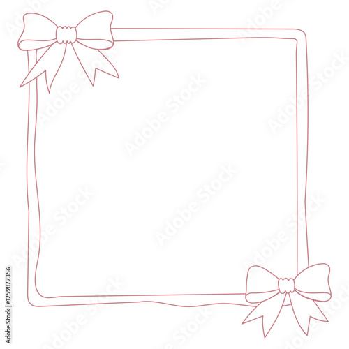Bow ribbon frame. Frame of coquette pretty charming pink bows and ribbons.