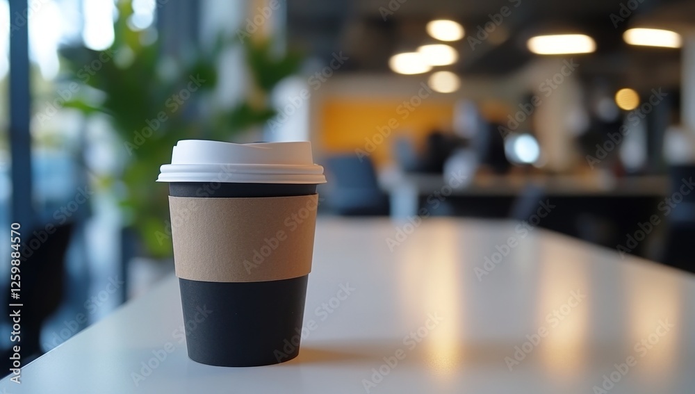 Coffee cup on table in modern office Coffee cup on table in modern office