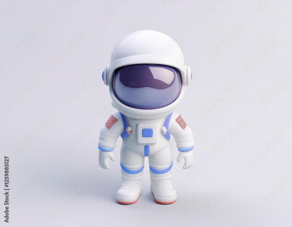 3D cute cartoon astronaut stands ready for adventure 3D cute cartoon astronaut stands ready for adventure