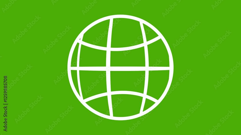 Globe earth icon animation on green background. Globe earth icon animation on green background.