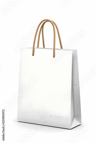 White Shopping Bag, Blank,  Realistic, 3D Model,  Display,  Mockup,  Front View photo