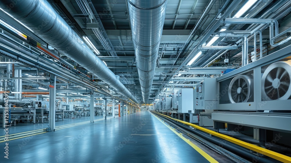 Obraz premium Well-Ventilated Industrial Facility with Overhead Structure