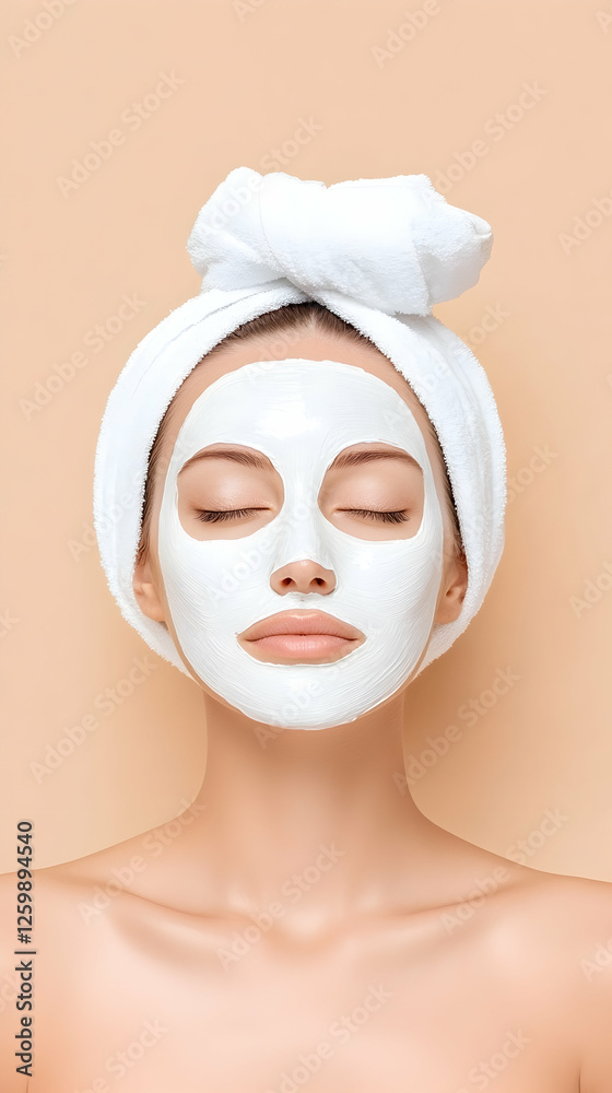 Woman with facial mask, spa treatment, studio shot Woman with facial mask, spa treatment, studio shot