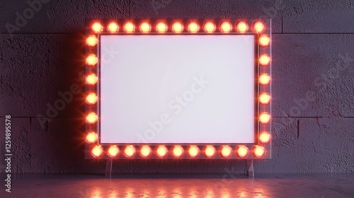 Wallpaper Mural Modern LED Marquee Frame with Warm Lights on Textured Background Torontodigital.ca