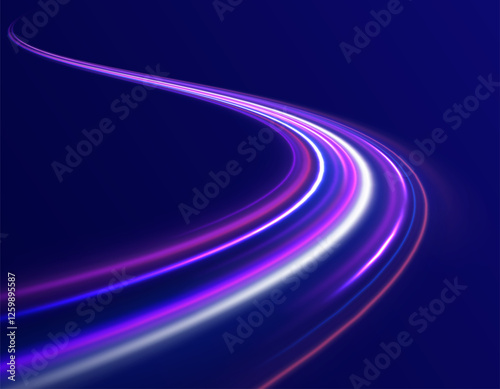 Colored shiny sparks of spiral wave. Curved bright speed line swirls. Shiny wavy path. Rotating dynamic neon circle. Magic golden swirl with highlights. Glowing swirl bokeh effect. vector png