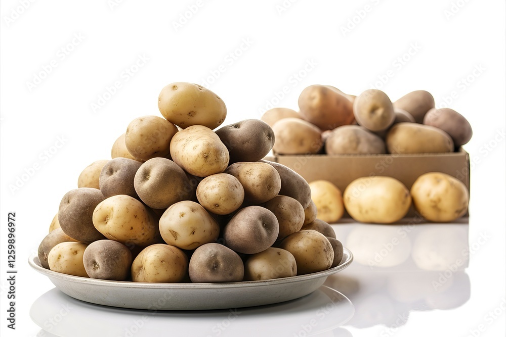 A meticulously arranged still life of potatoes A meticulously arranged still life of potatoes