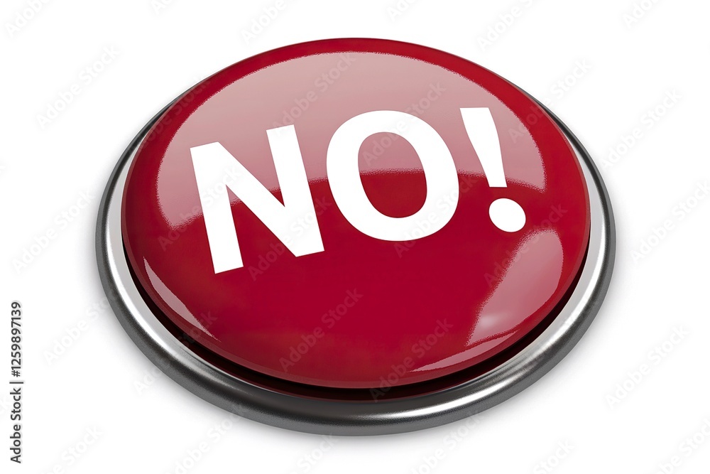 A photo of a glossy red button with the word 'NO!' A photo of a glossy red button with the word 'NO!'