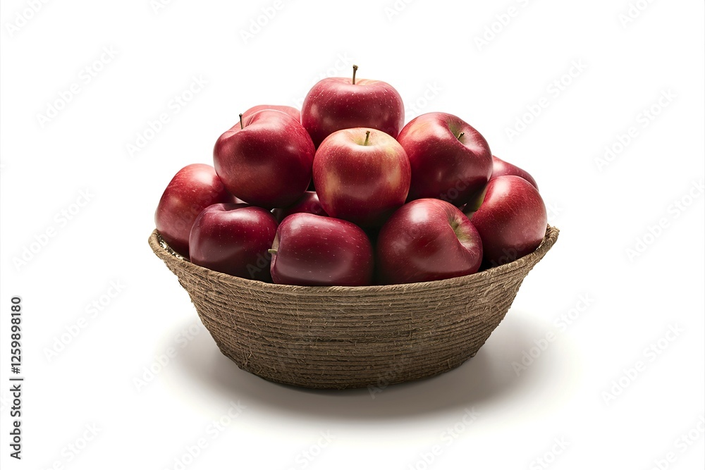 a rustic brown basket filled to the brim with juicy red apples a rustic brown basket filled to the brim with juicy red apples