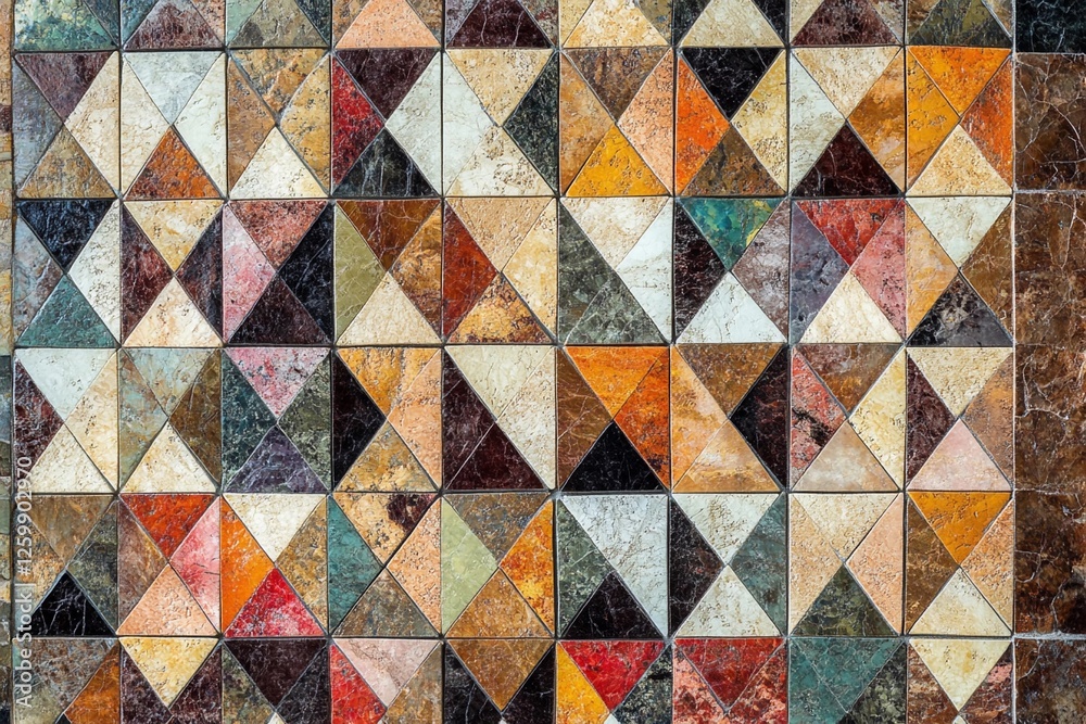 Colorful mosaic pattern featuring diverse geometric shapes in a vibrant design Colorful mosaic pattern featuring diverse geometric shapes in a vibrant design