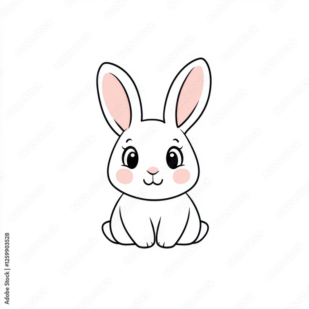 A cute cartoon rabbit with soft fur and big ears sitting adorably. isolated on white background. A cute cartoon rabbit with soft fur and big ears sitting adorably. isolated on white background.