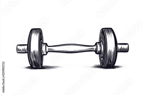 A detailed illustration of a classic dumbbell for fitness enthusiasts. isolated on white background. photo