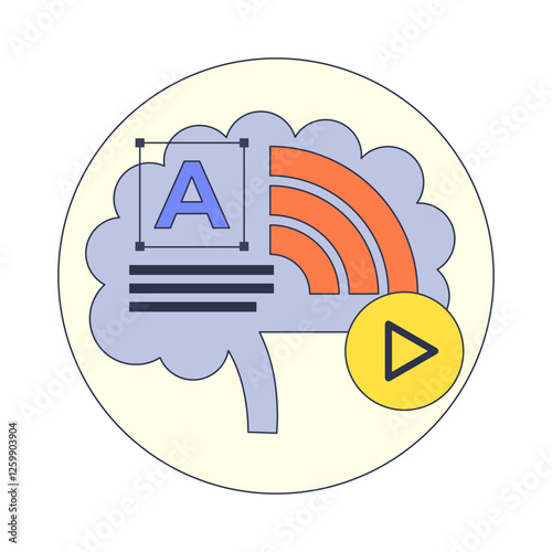 Stylized brain with text, audio, and video symbols, representing multimedia learning.