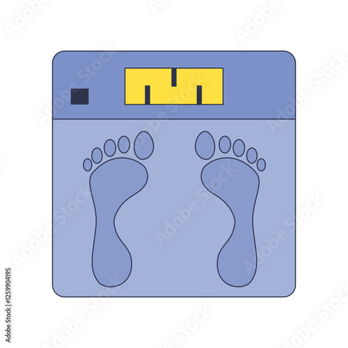 Digital scale with footprints, symbolizing weight measurement.