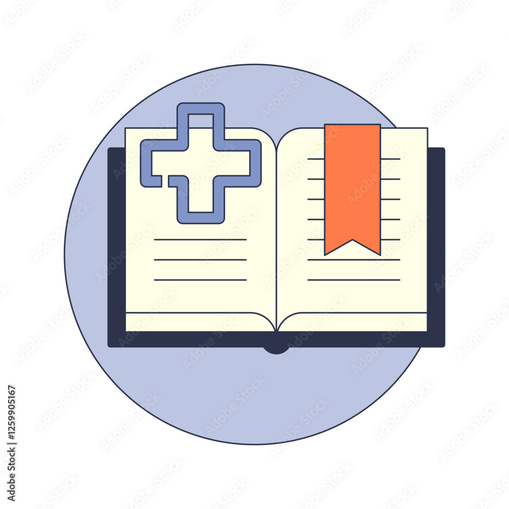 Obraz premium Open book with medical cross symbolizing healthcare knowledge.