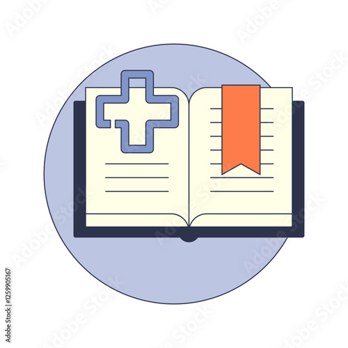 Open book with medical cross symbolizing healthcare knowledge.