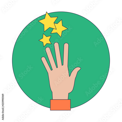 An outstretched hand reaching for stars symbolizes aspiration and achievement.