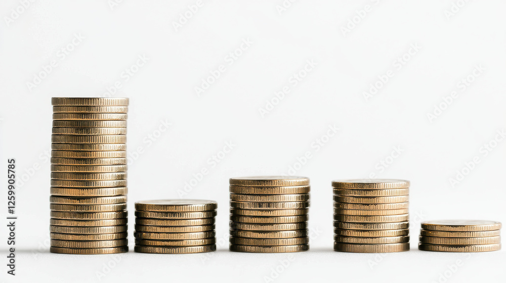 Stacks of coins representing financial growth and investment strategy. Stacks of coins representing financial growth and investment strategy.
