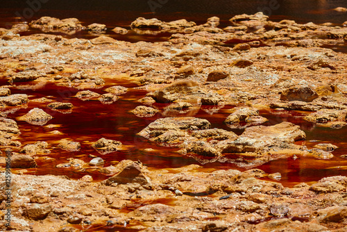 Ferruginous mineral waters. Riotinto opencast mine. Huelva, Andalucia. Spain