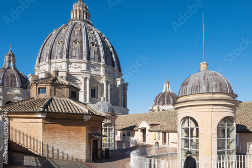 Obraz na płótnie St. Peter Basilica dome viewed from cathedral rooftop. Vatican, Rome w salonie