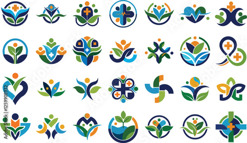 Smart Health Logo Icon Vector Art Illustration On An Isolated White Background