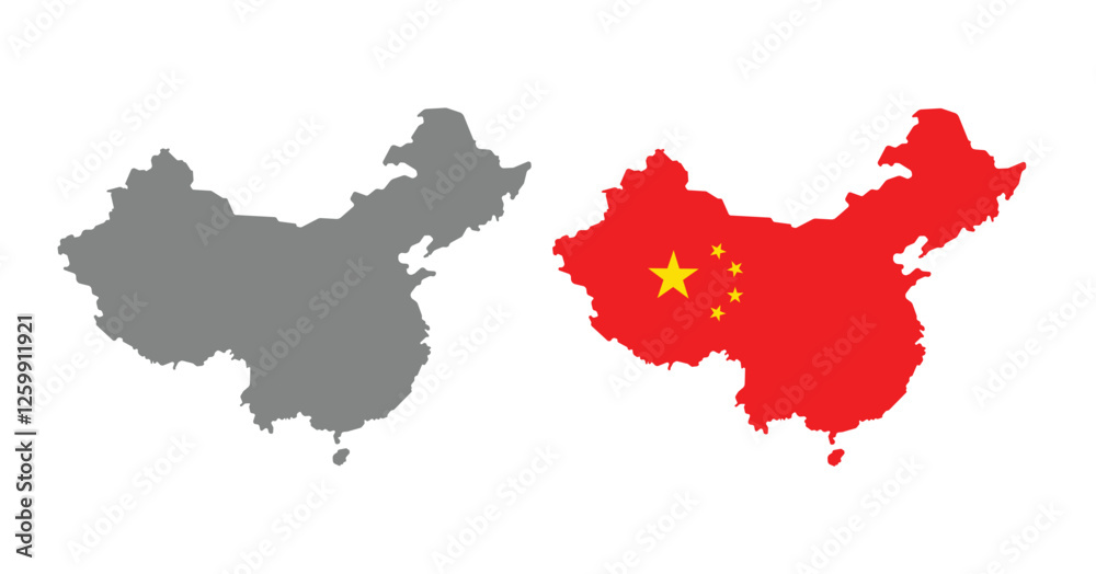 China map and flag design vector illustration China map and flag design vector illustration