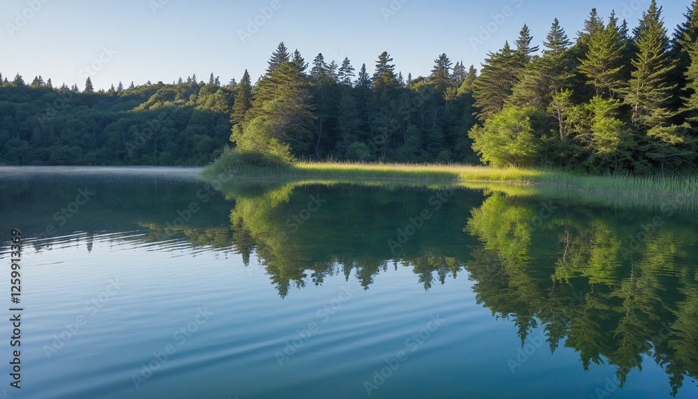 Obraz premium Tranquil Waters Mirroring an Azure Sky, Inspiring Inner Peace.