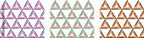 triangle pattern of france, italy and belgium flags. vector illustration